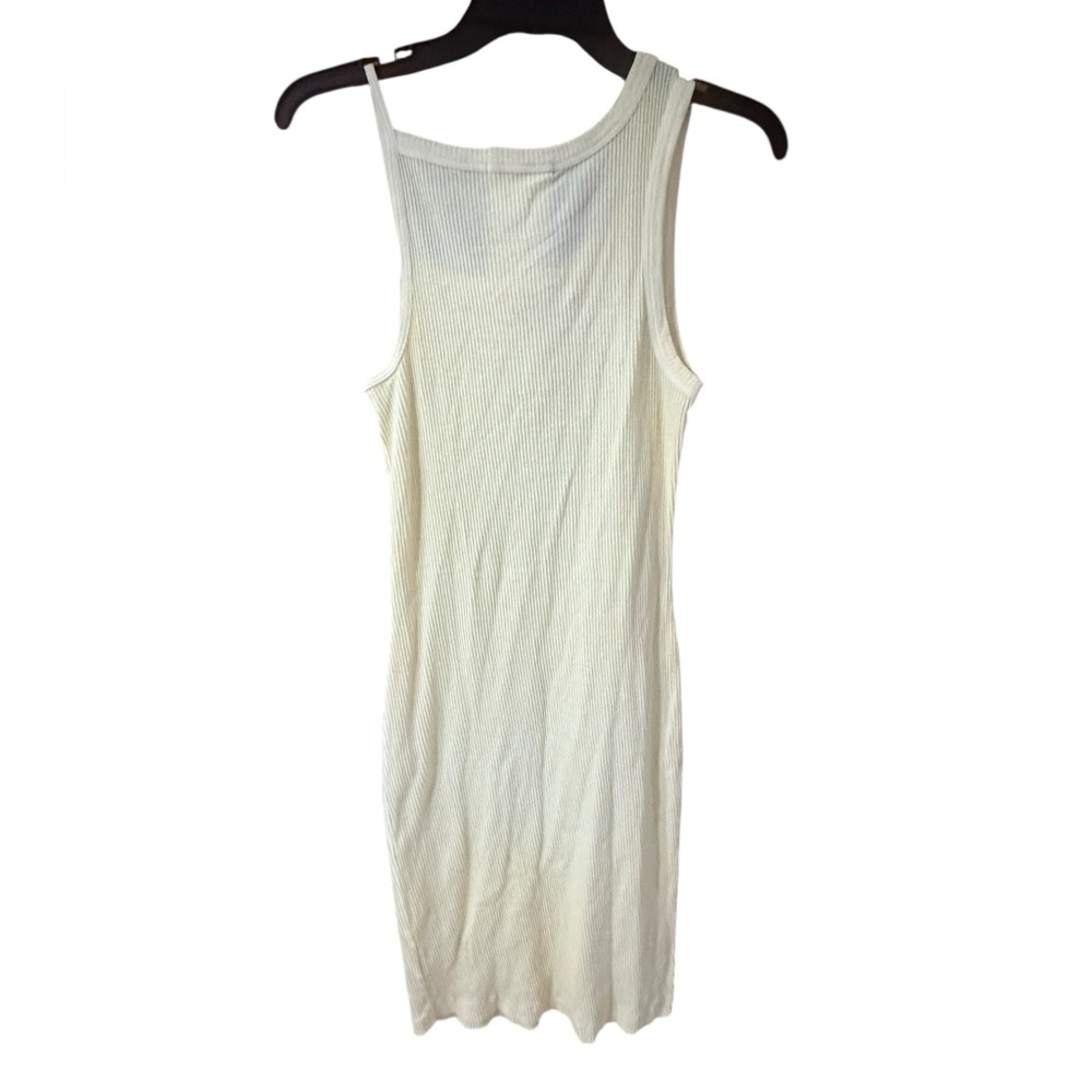 John Elliot Pale Yellow Cotton Ribbed Asymmetrical Tank Dress - Picture 9 of 15